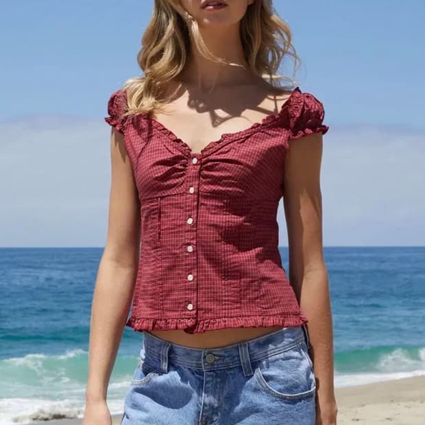 브랜디멜빌 체크 나시 블라우스