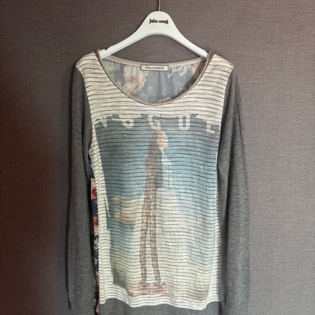 파올로 까사리니 PAOLO CASALINI 플라워 스트라이프 롱슬리브