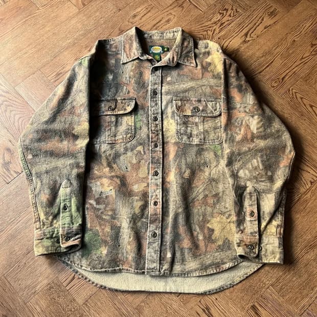 [XL]USA 빈티지 트리 카모 헤비 샤모아 헌팅셔츠