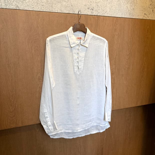 45RPM 린넨 긴팔 셔츠 블라우스 루즈핏 화이트