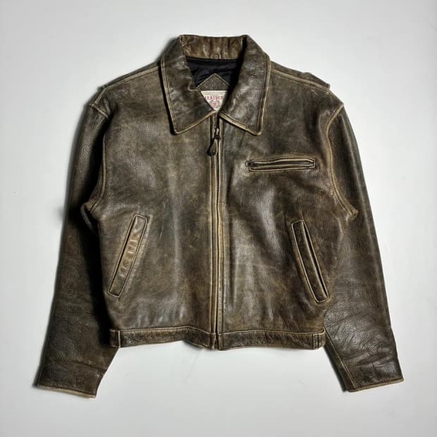 Selected Japanese 브라운 레더 블루종 자켓 R1993