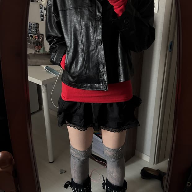 빈티지 크롭 레더 자켓