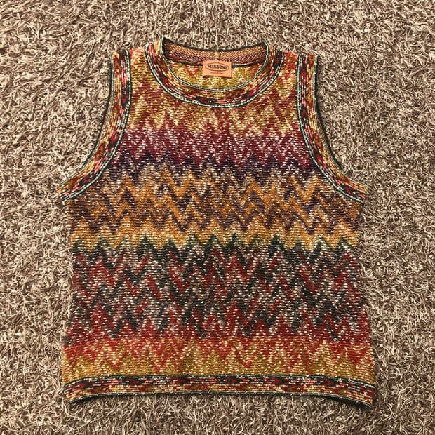 미쏘니 울 멀티컬러 패턴 니트 탑 베스트