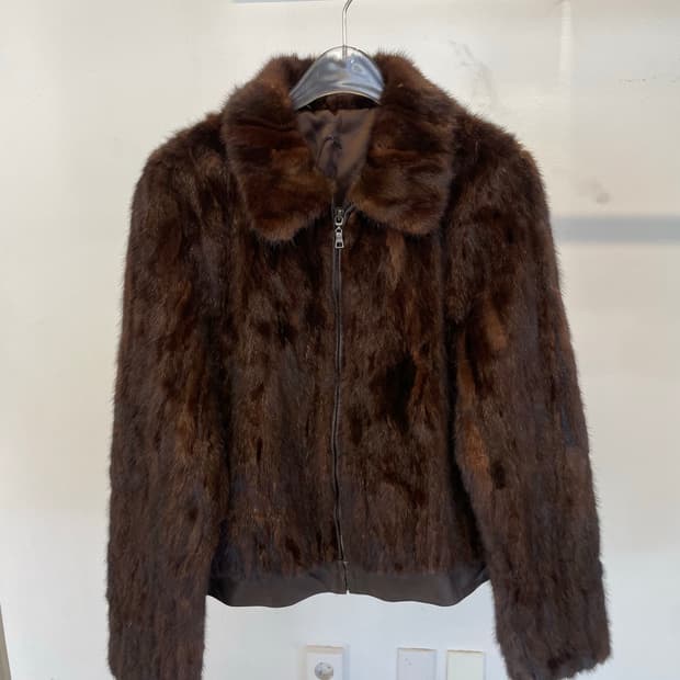 Mink fur leather jacket