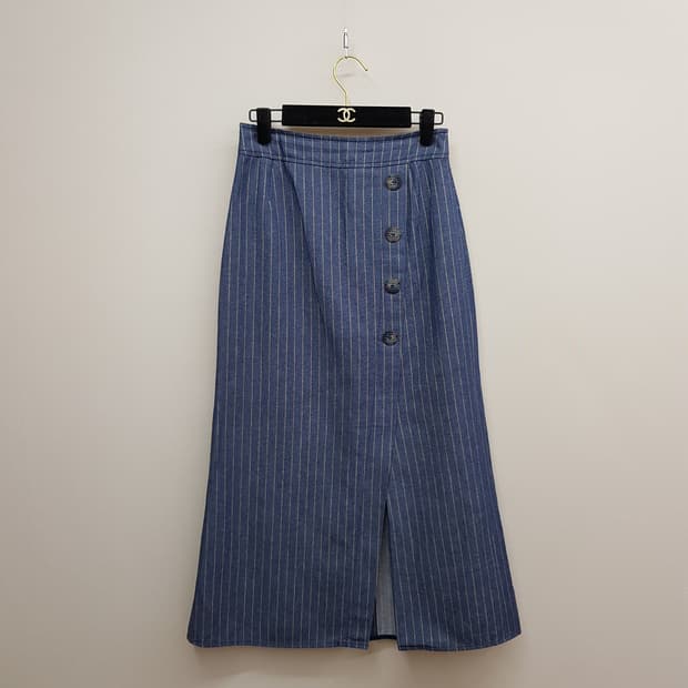 한섬 타임 TIME 2021 스트라이프  롱 스커트 64-94사이즈