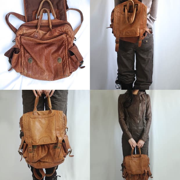 Reddish-brown leather 3way back