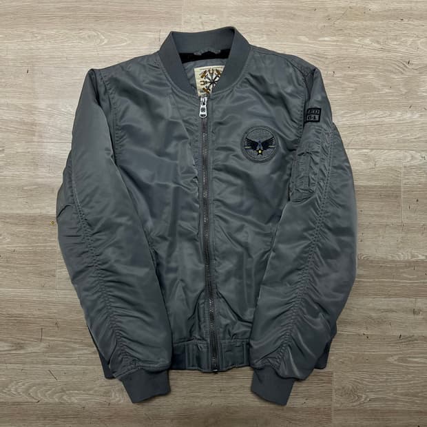 디스트레즈드 와펜 MA-1 항공점퍼 봄버자켓 [그레이] M/95