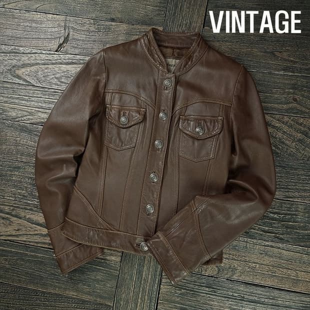 [빈티지] 리얼 램스킨 양가죽 빈티지 슬림핏 레더 자켓 M19224