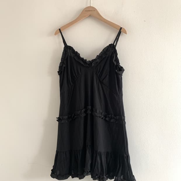 Ruffle Slip Dress(Black)