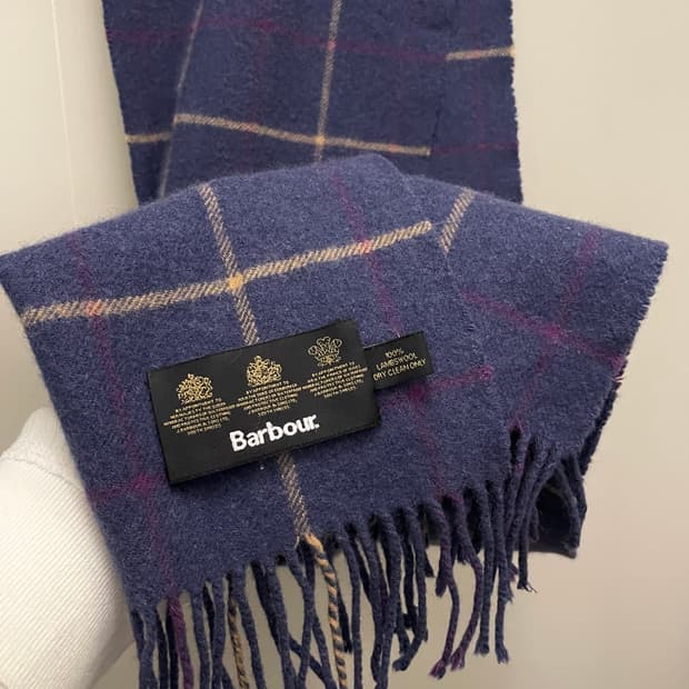 Barbour 바버 램스울 스트라이프 체크 머플러 목도리