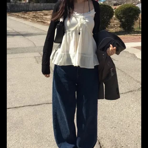 아워캐비넷 진청바지 m