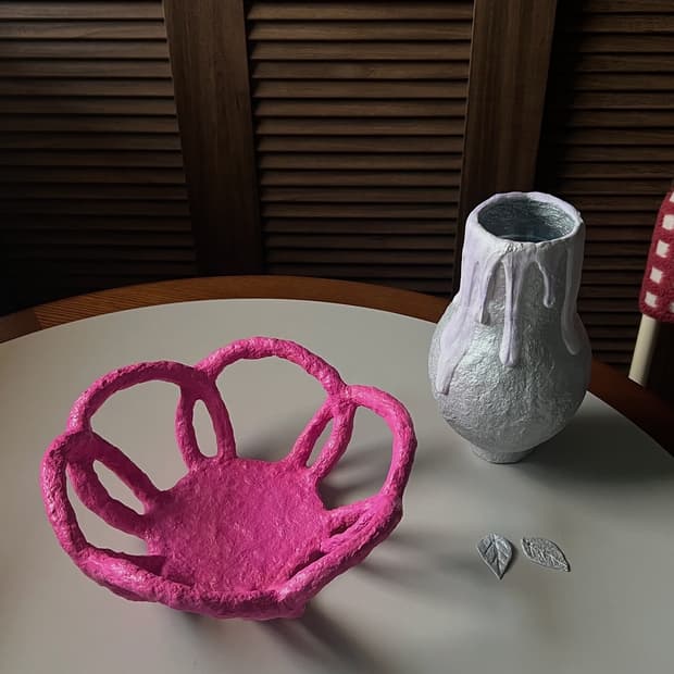 핫핑크 바구니 오브제