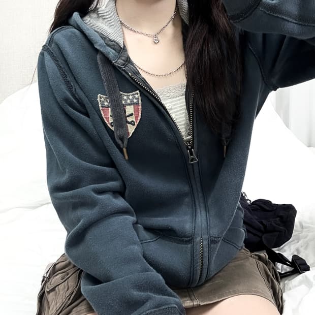 폴로 진스 성조기패치 후드집업