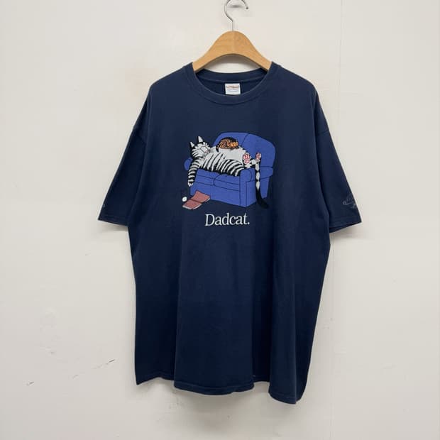 크레이지셔츠 Dadcat 네이비 반팔 티셔츠