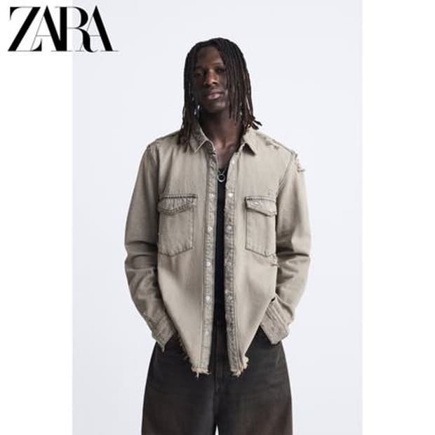 자라 zara 오버다이 디스트로이드 데미지 셔츠자켓