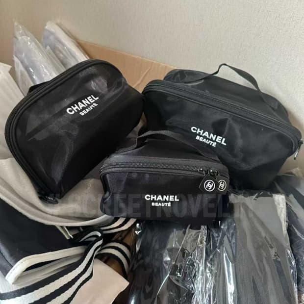 샤넬뷰티 메쉬파우치 3종세트 여행용파우치 기프트