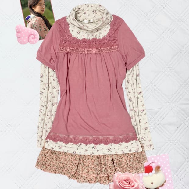 ꒰ঌ 모리걸의 봄나들이 핑크 잔꽃 세트 ໒꒱