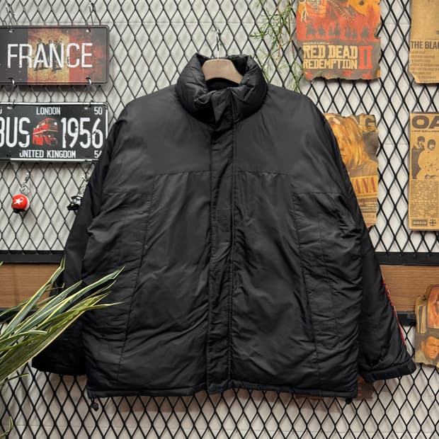 00s 폴로 랄프로렌 진스 다운 패당 자켓 사이드 로고 포인트 블랙