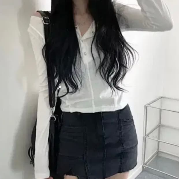 여성 시크 스판 데님 치마바지