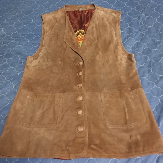 (빈티지) 레더패션컴퍼니 스페지알 레더 스웨이드 롱 베스트 브라운 (F)