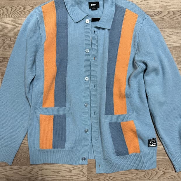 아이앱 오베이 아처 가디건 블루 IAB x Obey