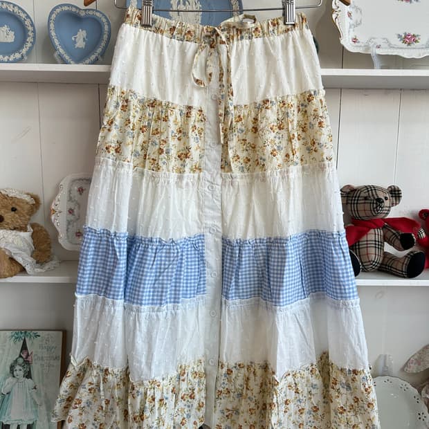 패치워크 롱 스커트