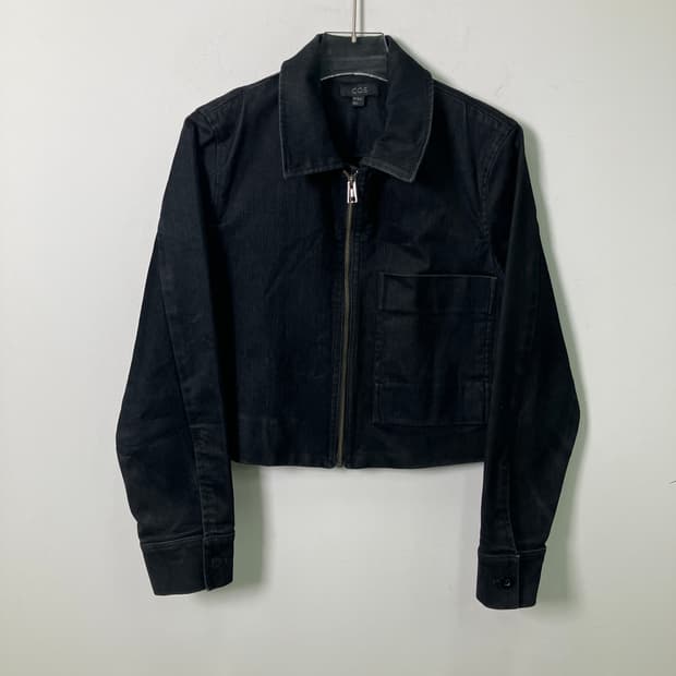 코스 블랙 코튼 크롭 자켓 38
