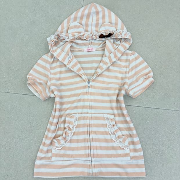 Baby doll 스트라이프 곰돌이 후드집업