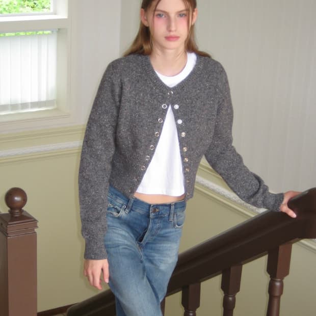 레터프롬문 코니 더스트 파인 울 가디건 그레이