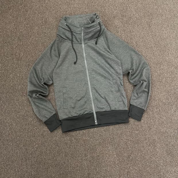 M)Japanese vintage 그레이 하이넥 후드집업