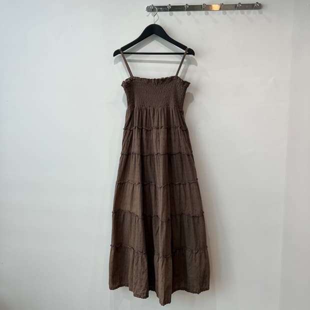 브라운 캉캉 슬리브리스 원피스