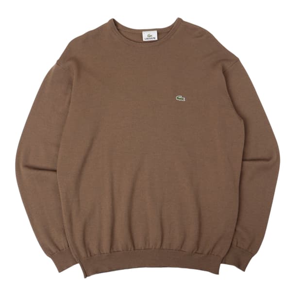 라코스테 브라운 울 라운드 니트