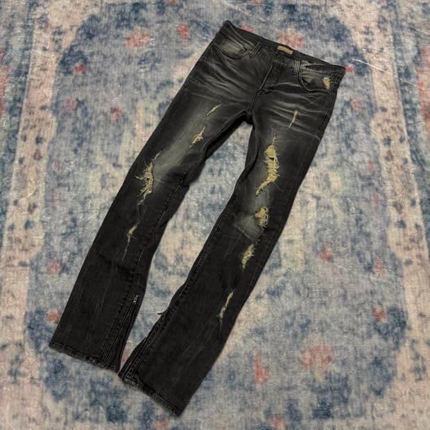 Goa 00s archive damage zipper flare deni