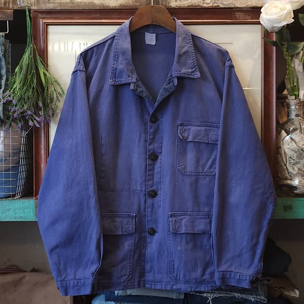 60s 프렌치 워크자켓 프렌치자켓 페이딩 퍼플 블루 52