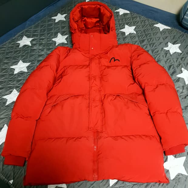 EVISU 프리미엄 퀄리티 올드스쿨 덕다운 패딩 레드 (L)