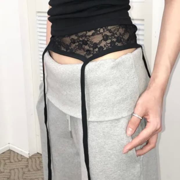 EEYY 레이스 레이어드 탑 블랙