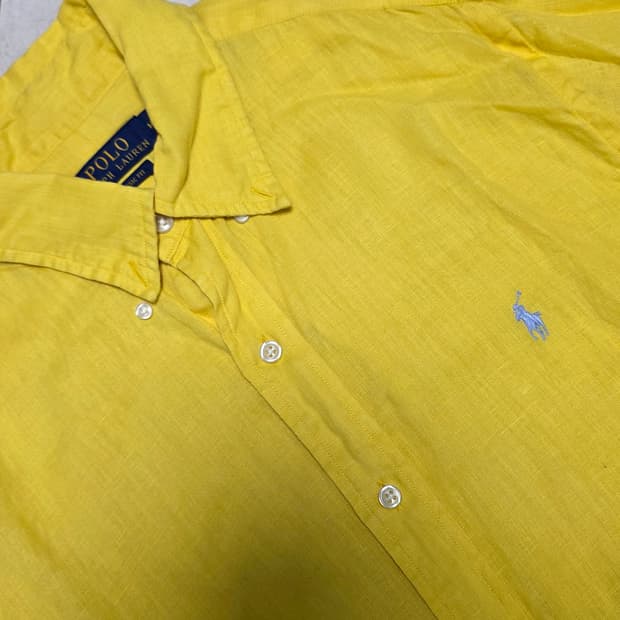qr인식 폴로 랄프로렌 클래식핏 셔츠 M 옐로우 새상품급 남성 100