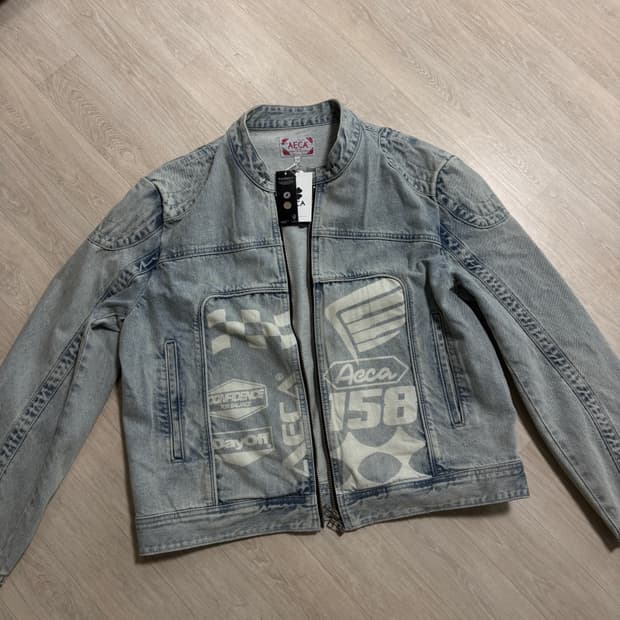 에이카화이트 바이커 데님 자켓 L