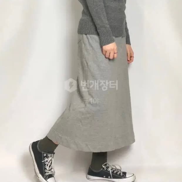 빈티지 그레이 롱 스커트 