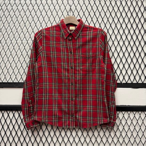엘엘빈 플란넬 셔츠 체크 패턴 디테일 클래식 레드