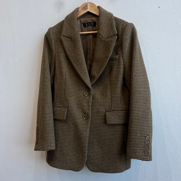 지오송지오 여성 울 체크 블레이저 자켓 90