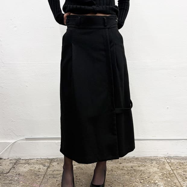 빈티지 랩 디테일 롱스커트