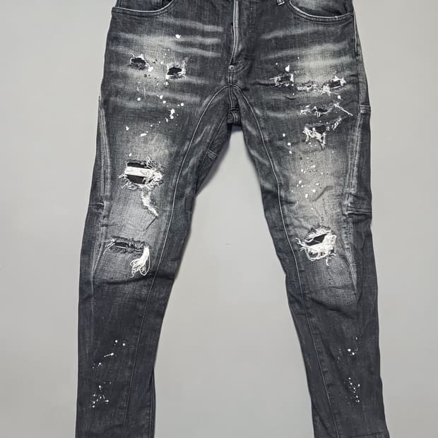 [50] 디스퀘어드2 로고프린팅 타이디바이커 블랙진 청바지 34 35