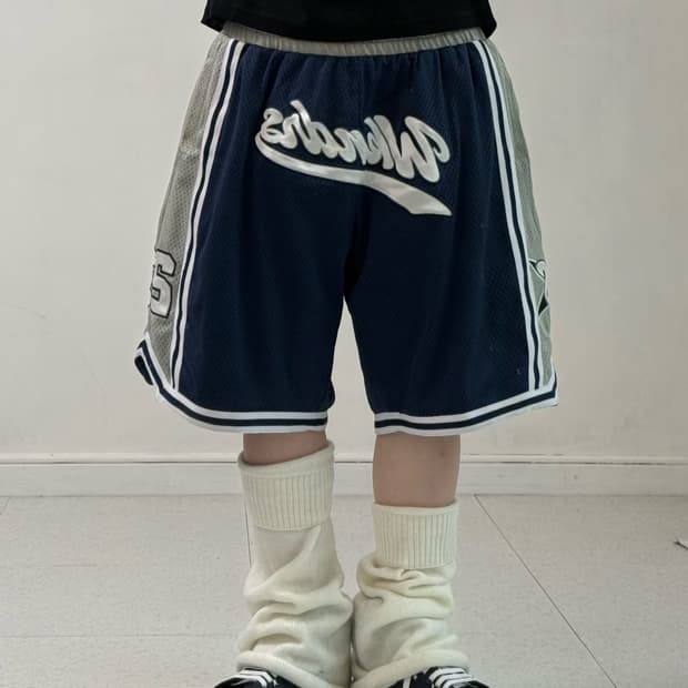 위캔더스 네이비 로고 반바지