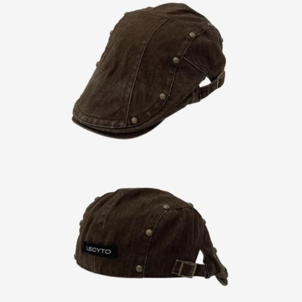레씨토 스터드 워싱 헌팅캡 브라운 