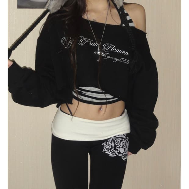 엔젤넘버555 헤븐 스웻 셔츠 블랙 기모 겨울 버전 엔넘파 베이비메탈클럽