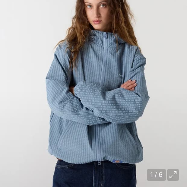 디키즈 체크 윈드브레이커 스카이블루 m