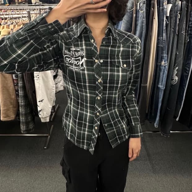 S)Norton 빈티지 카키 플란넬 셔츠