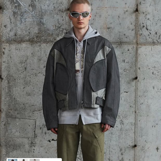 애드오프 SIDE TAP 데님 자켓 그레이 s