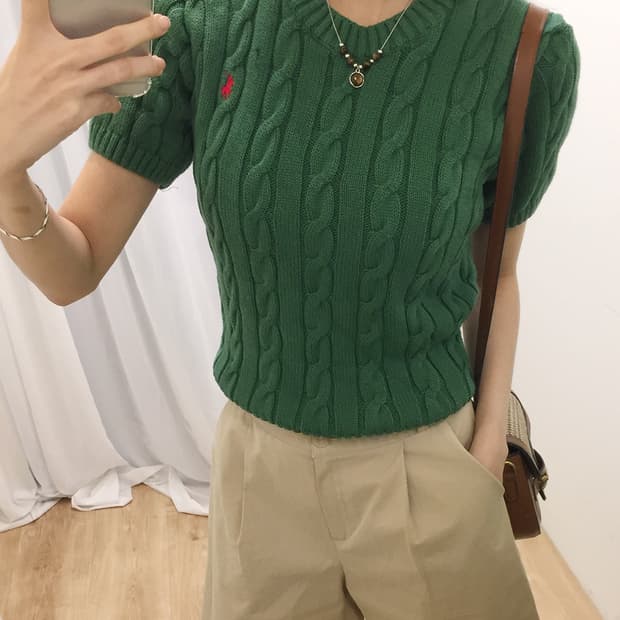 Women Polo Short Sleeve Knit 95